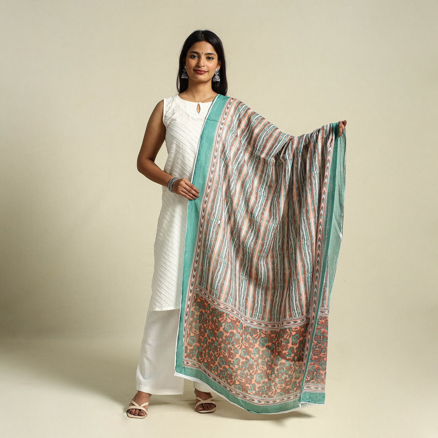 Multicolor Cotton Jaipur Printed Dupatta 