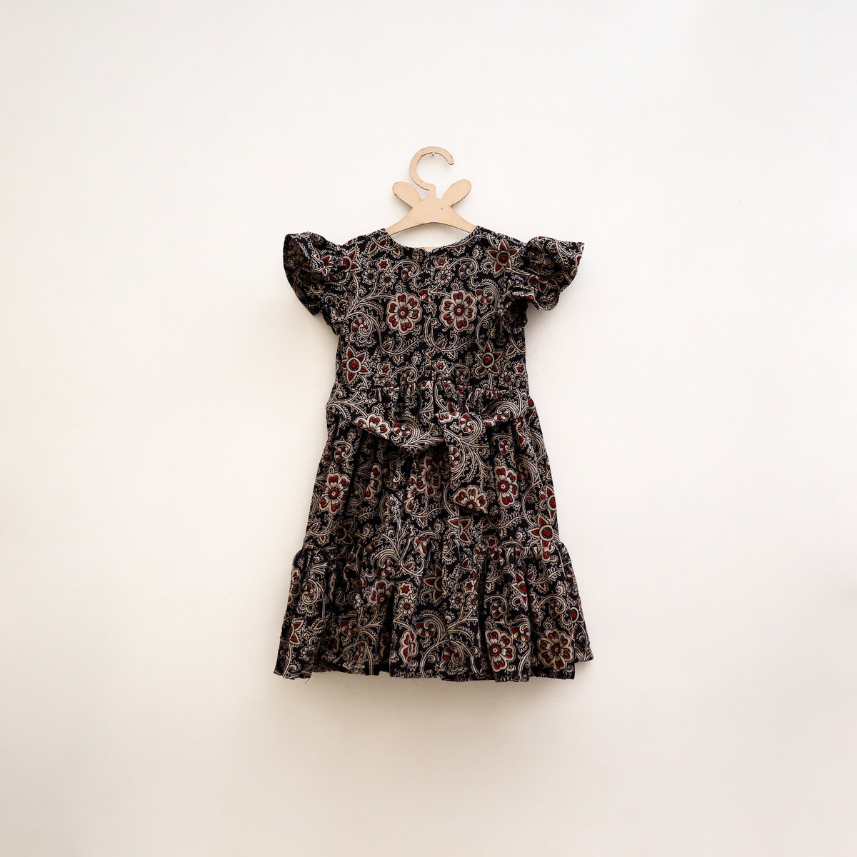 Pure Cotton Girls Tiered Frock Dress in Kalamkari Block Prints (3-4 Years) 06