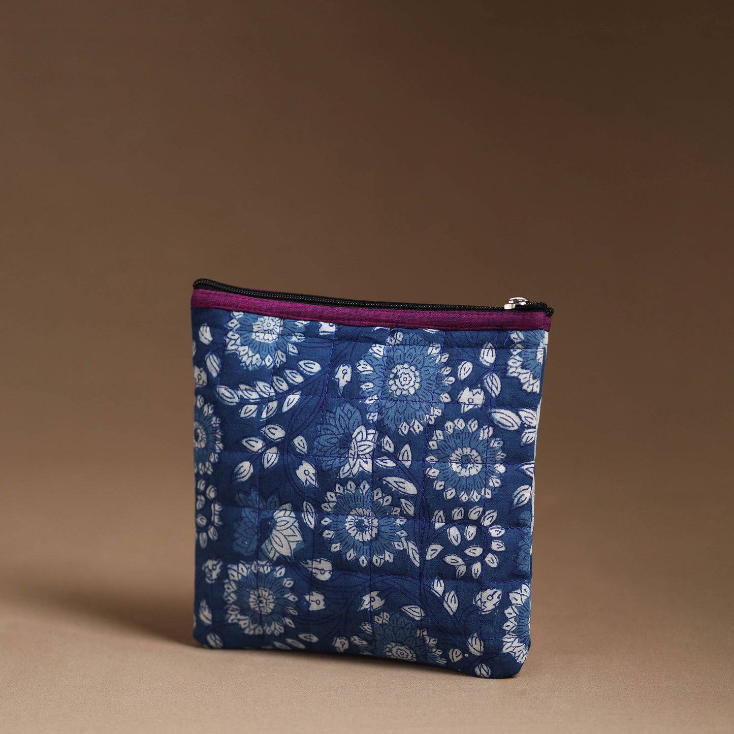 Blue - Handmade Quilted Cotton Utility Pouch 03