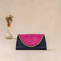 Traditional Kutch Mashru Silk Leather Flap Clutch / Wallet 04