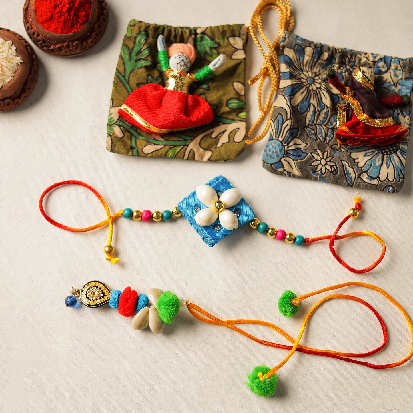 Buy Handmade Beadwork Rakhi & Lumba Set 05 Online at iTokri.com