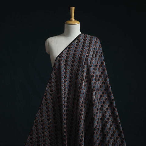 Natural Dyed Pure Mul Cotton Hand Block Ajrakh Print Fabric 28