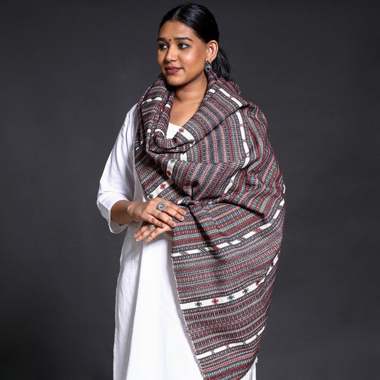 Multicolor - Kutch Weaving Handloom Merino Woolen Shawl