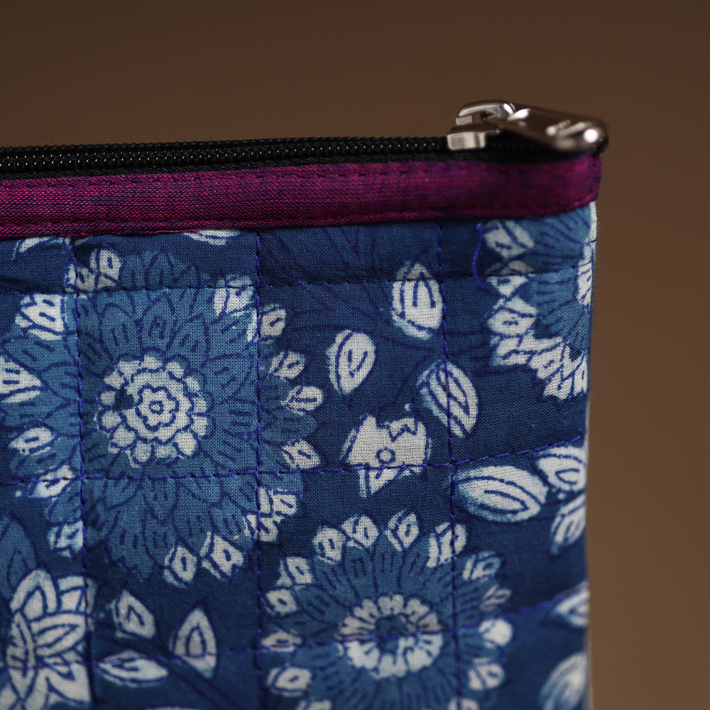 Blue - Handmade Quilted Cotton Utility Pouch 03