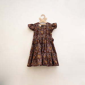 Pure Cotton Girls Tiered Frock Dress in Kalamkari Block Prints (3-4 Years) 08