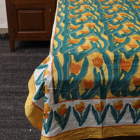 Green - Pure Cotton Single Sanganeri Print Bed Cover 57