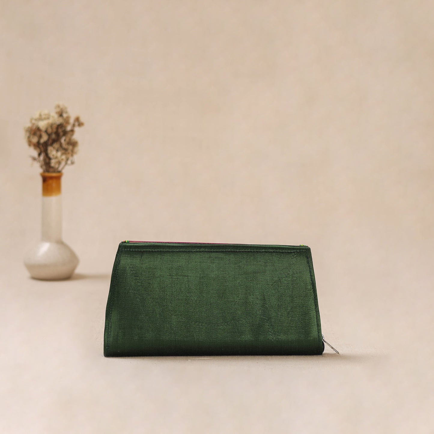 Traditional Kutch Mashru Silk Leather Flap Clutch / Wallet 06