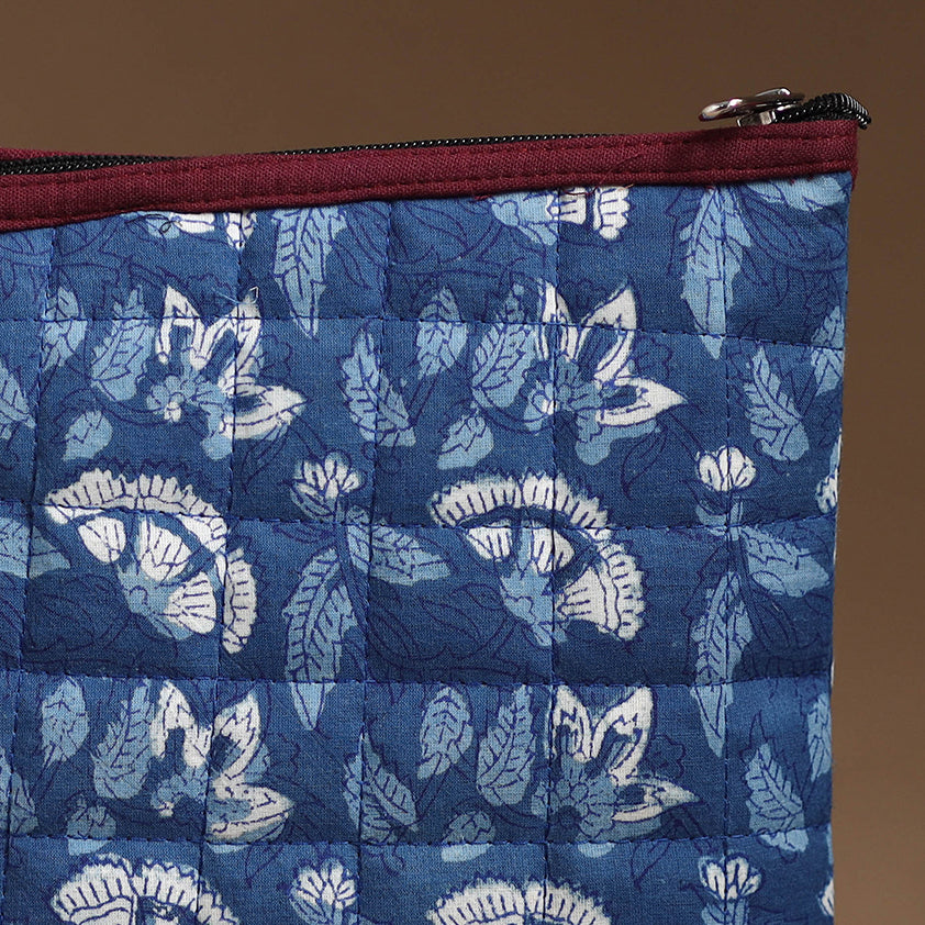 Blue - Handmade Quilted Cotton Utility Pouch 05