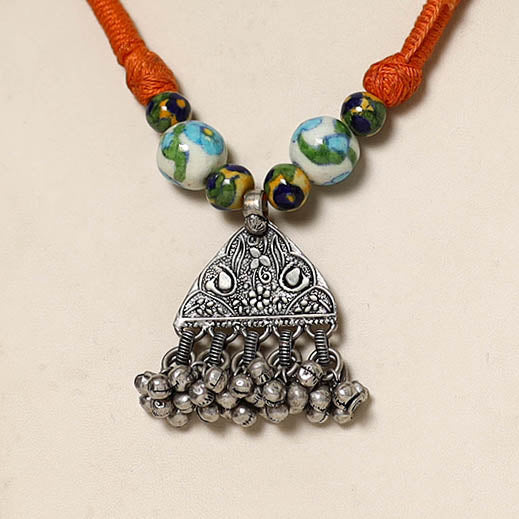 Oxidised GS Beadwork Thread Necklace 15