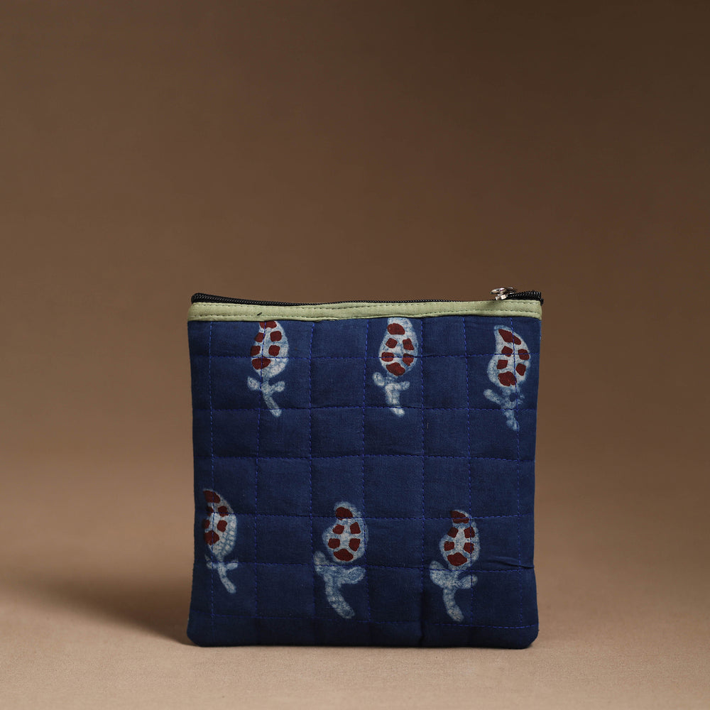 Blue - Handmade Quilted Cotton Utility Pouch 02