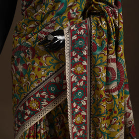 Yellow Printed Cotton Kalamkari Saree