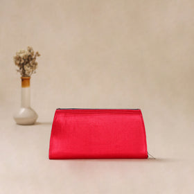 Pink - Traditional Kutch Mashru Silk Leather Flap Clutch / Wallet 08