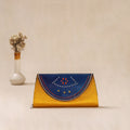 Yellow - Traditional Kutch Mashru Silk Leather Flap Clutch / Wallet 09