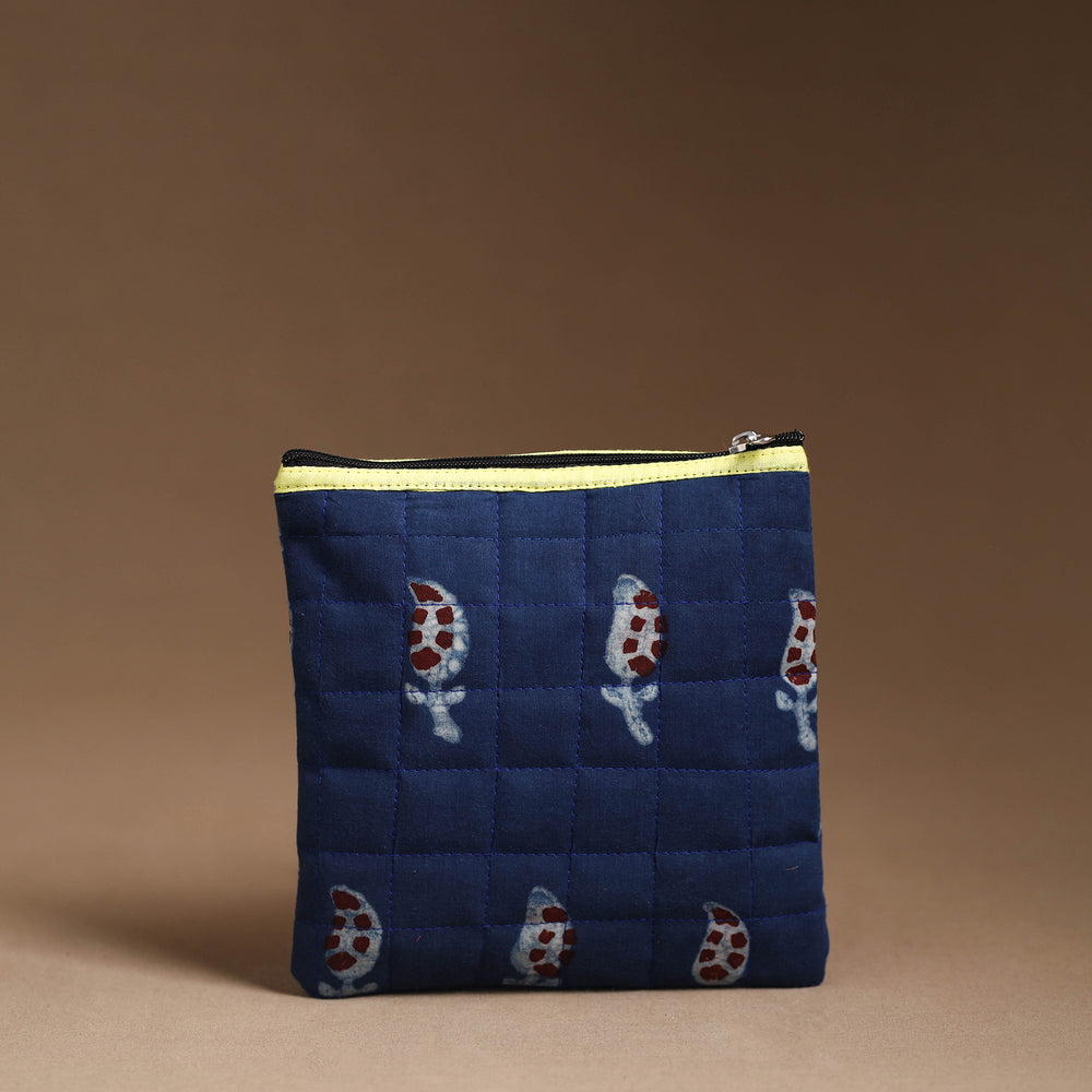 Blue - Handmade Quilted Cotton Utility Pouch 07