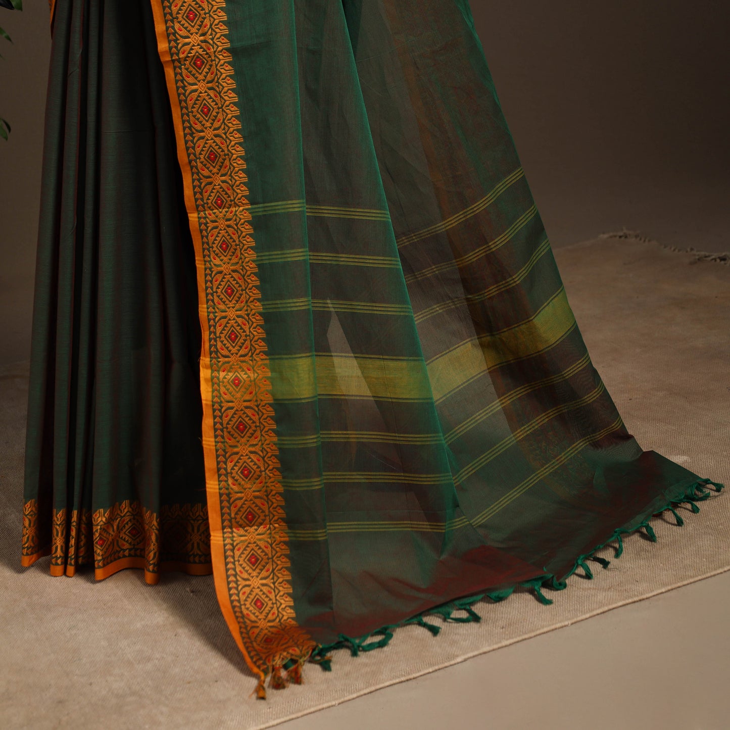 Green - kandangi chettinad cotton saree with border 106