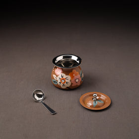 Floral Handpainted Enamelware Stainless Steel Ghee Pot 62