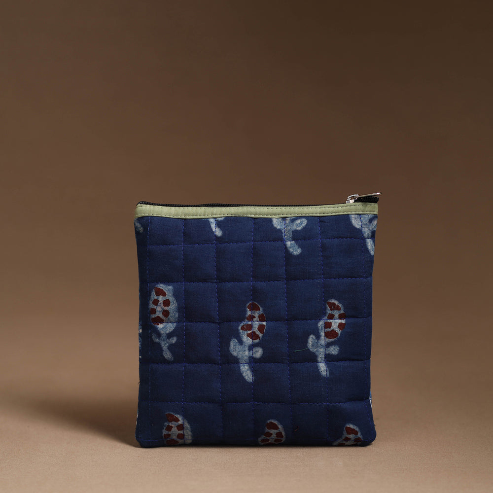 Blue - Handmade Quilted Cotton Utility Pouch 08