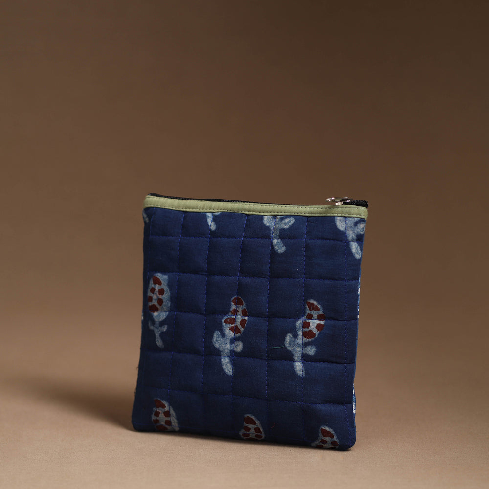 Blue - Handmade Quilted Cotton Utility Pouch 08