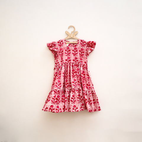 Pure Cotton Girls Tiered Frock Dress in Batik Block Prints (3-4 Years) 12
