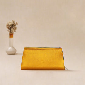 Yellow - Traditional Kutch Mashru Silk Leather Flap Clutch / Wallet 10