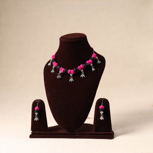 Pink - german silver thread beads necklace set 10