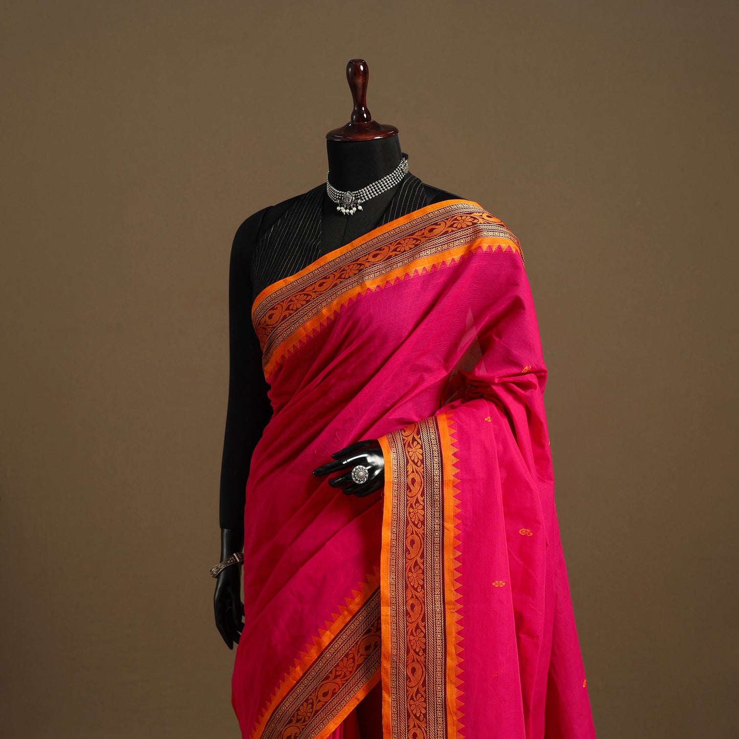 Pink - kandangi chettinad cotton saree with border 09