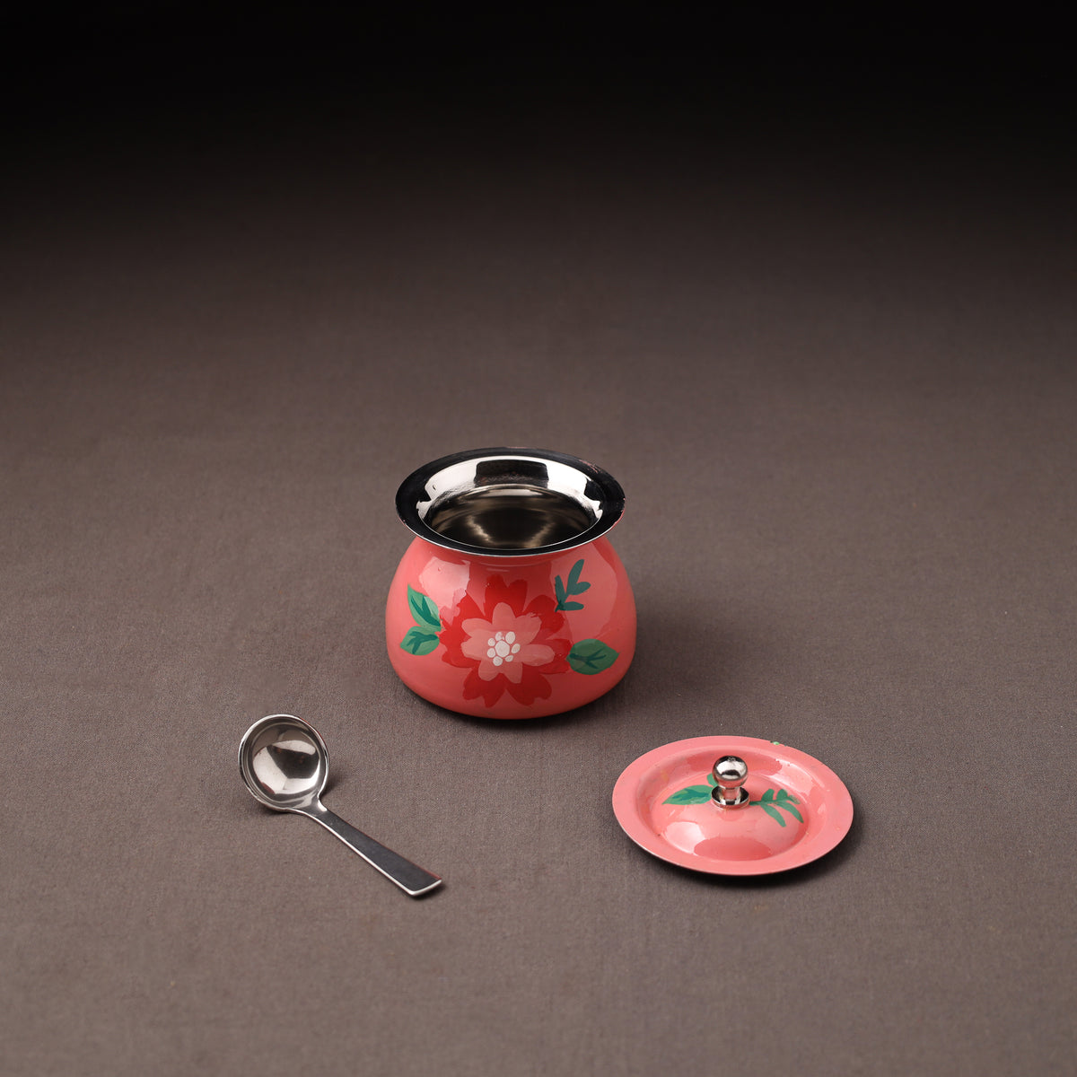 Floral Handpainted Enamelware Stainless Steel Ghee Pot 64