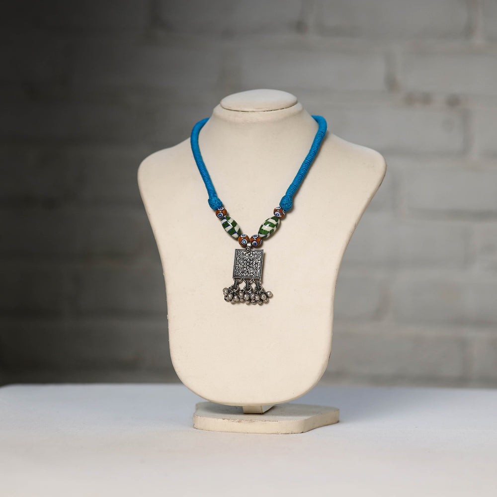 Oxidised GS Beadwork Thread Necklace 26