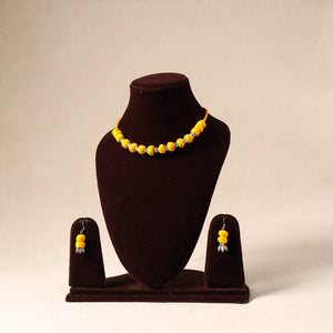 Yellow German Silver Thread Beads Necklace Set