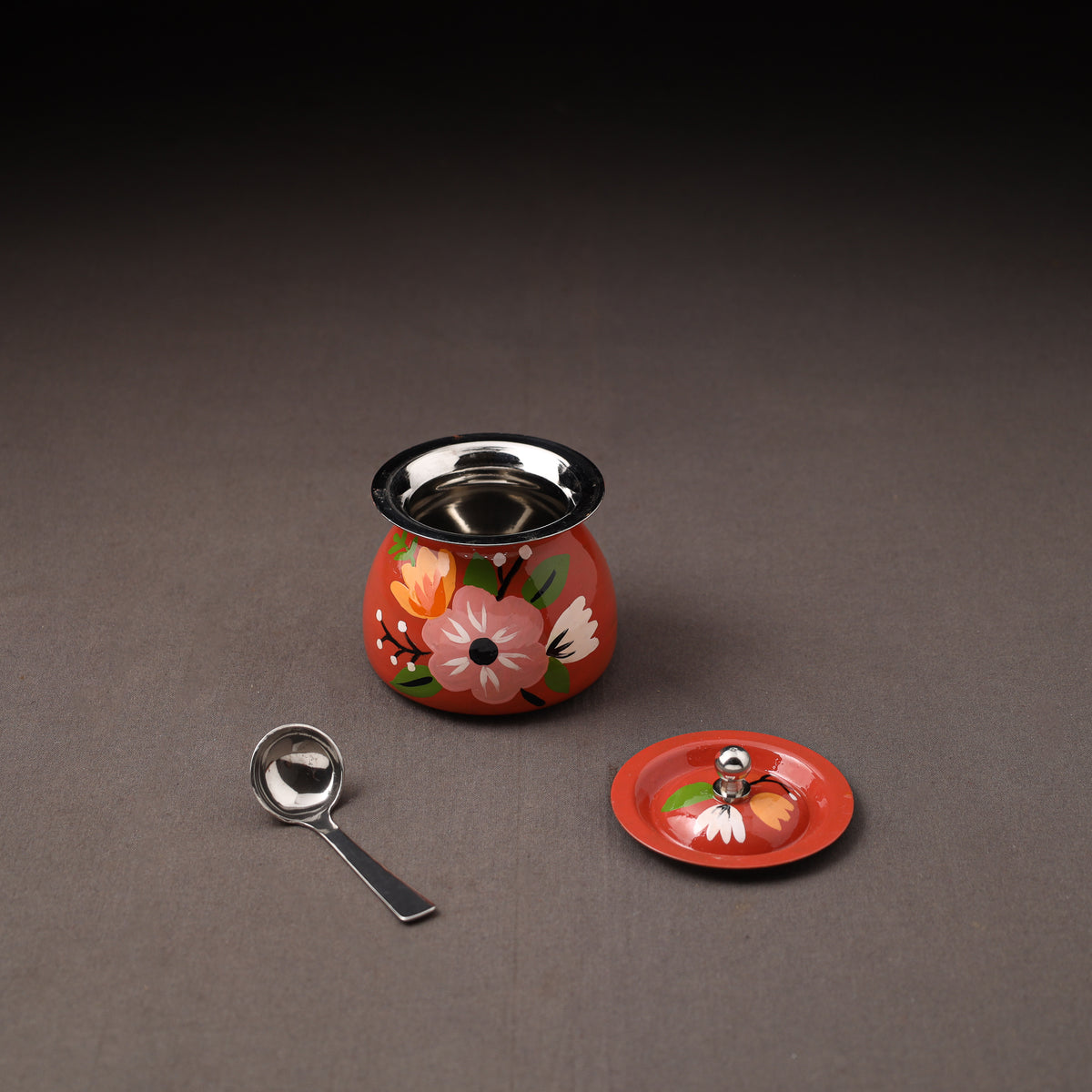 Floral Handpainted Enamelware Stainless Steel Ghee Pot 65