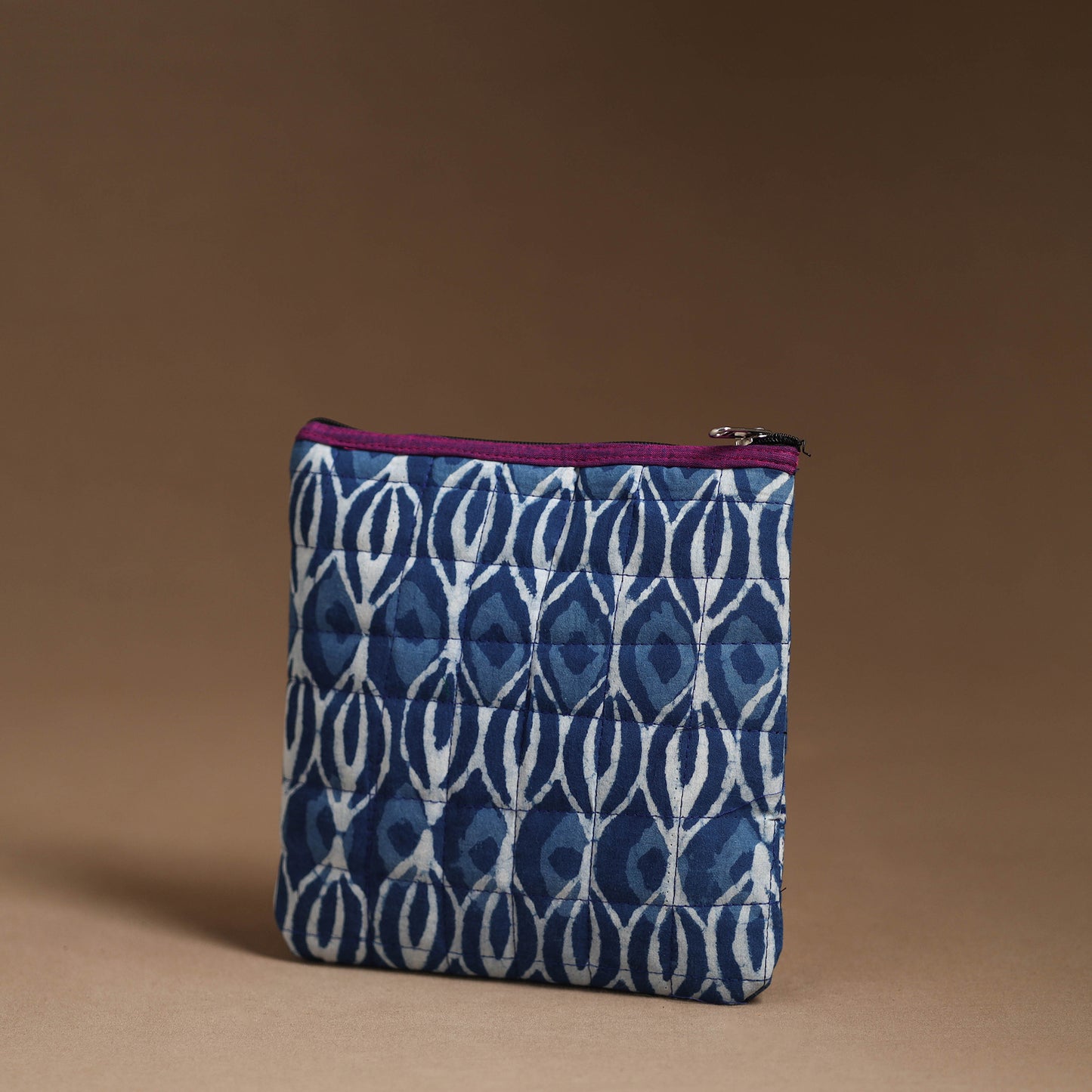 Blue - Handmade Quilted Cotton Utility Pouch 12