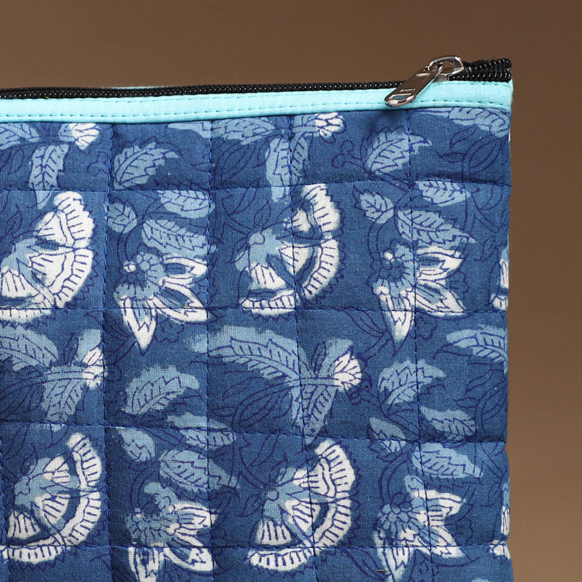 Blue - Handmade Quilted Cotton Utility Pouch 13