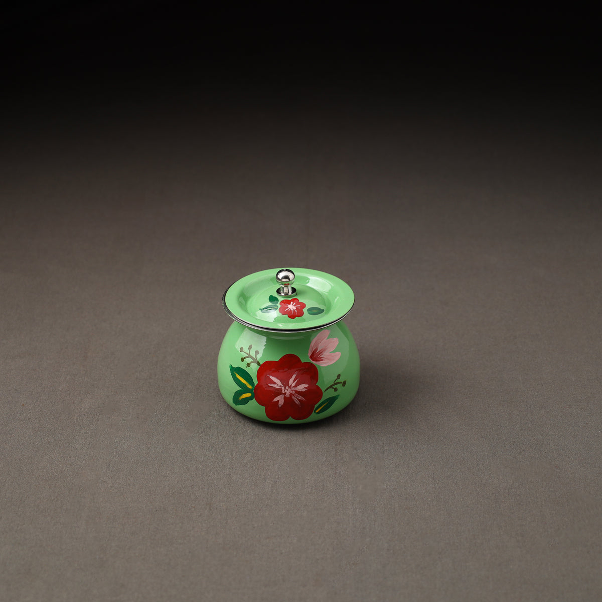 Floral Handpainted Enamelware Stainless Steel Ghee Pot 67