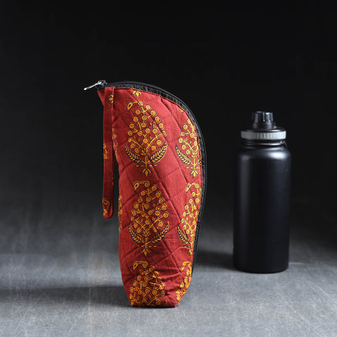 Red Handmade Cotton 1L Water Bottle Cover