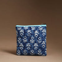 Blue - Handmade Quilted Cotton Utility Pouch 15