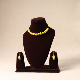 Yellow German Silver Thread Beads Necklace Set