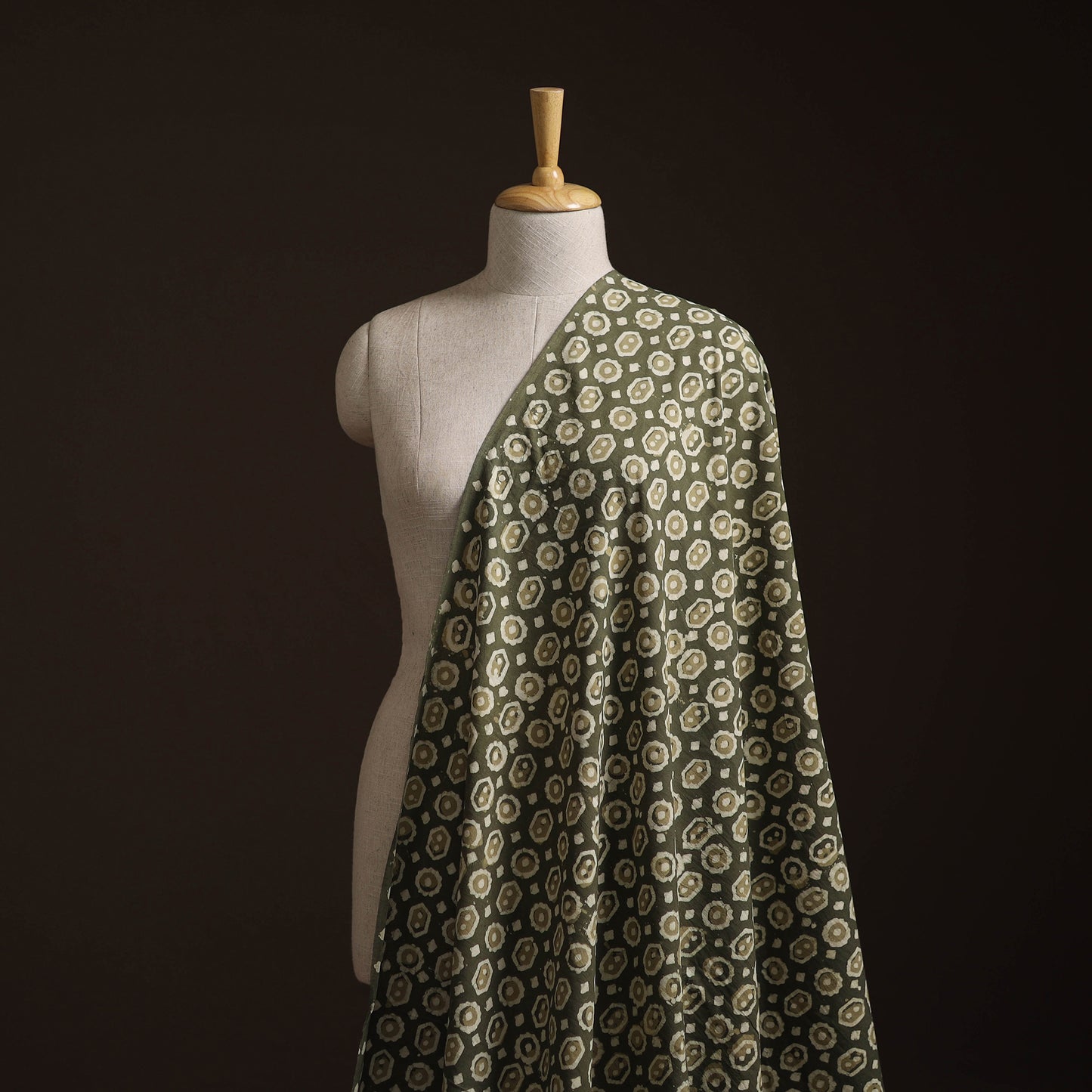 Gray - Bagru Dabu Hand Block Print Natural Dyed Cotton Fabric 01