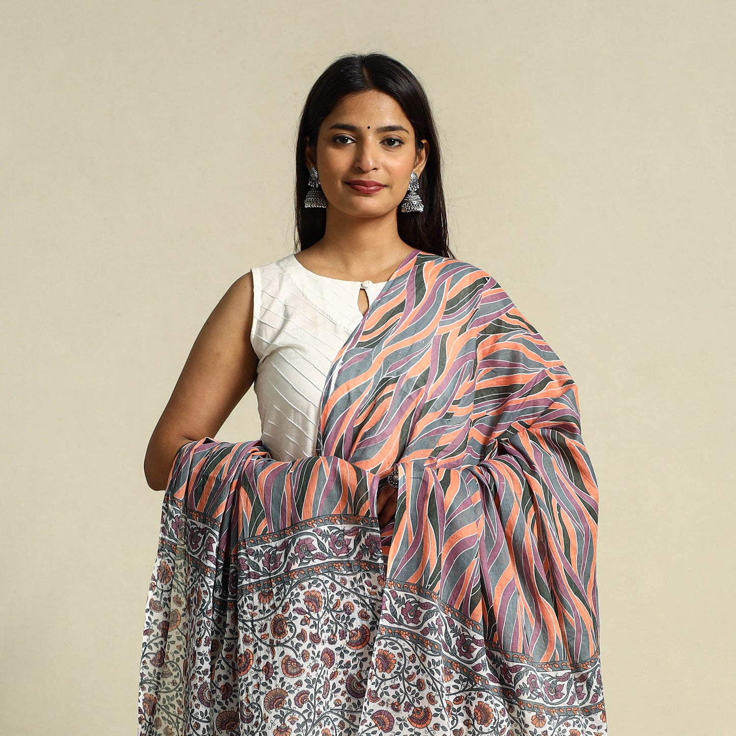 Buy Multicolor Cotton Jaipur Printed Dupatta Online