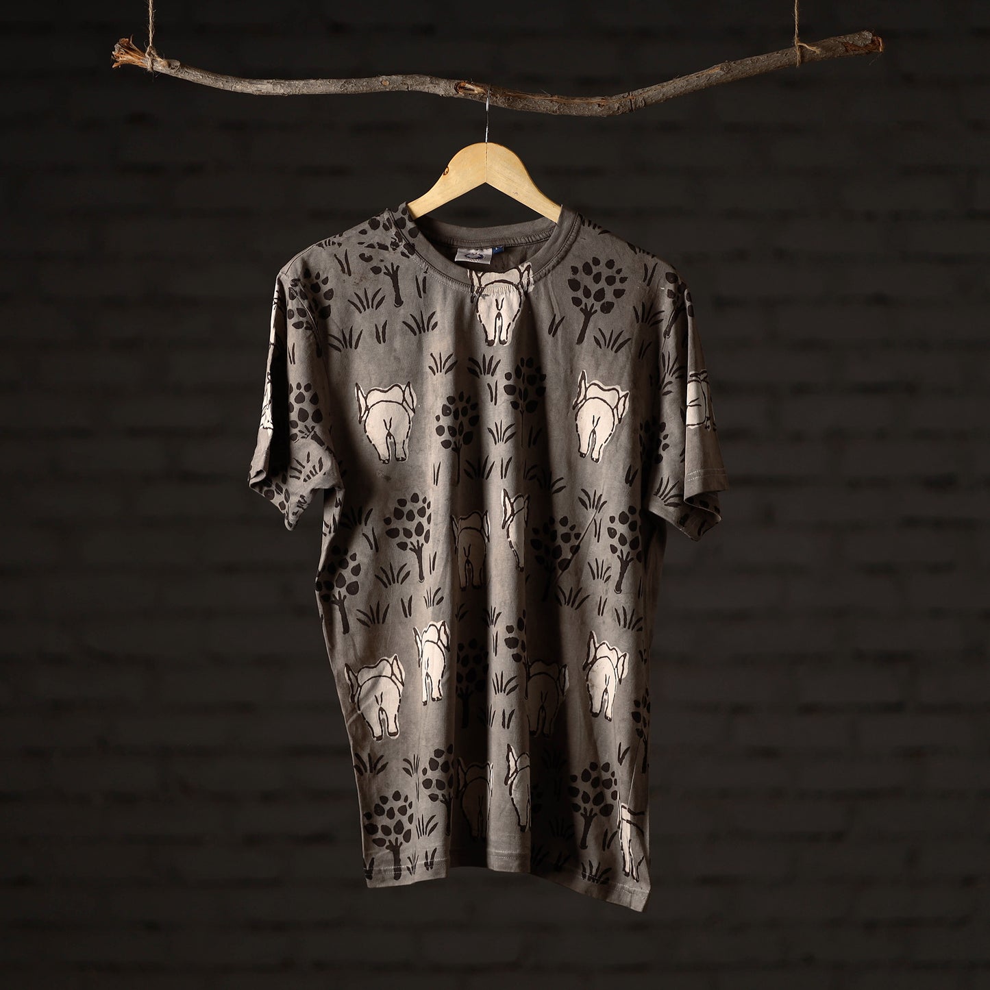  Bindaas Block Art Printed Cotton Unisex Round Neck T-shirt 