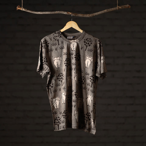  Bindaas Block Art Printed Cotton Unisex Round Neck T-shirt 