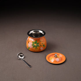 Floral Handpainted Enamelware Stainless Steel Ghee Pot 68
