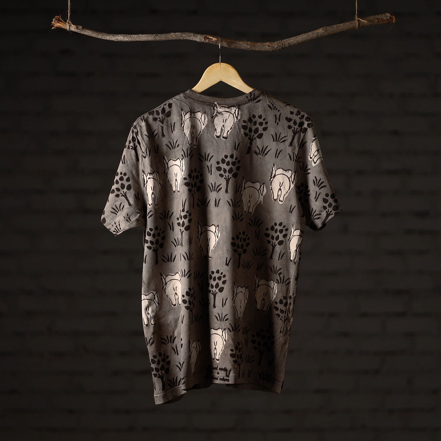  Bindaas Block Art Printed Cotton Unisex Round Neck T-shirt 