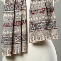 Grey - Natural Dyed Block Print Mul Cotton Kalamkari Stole 15