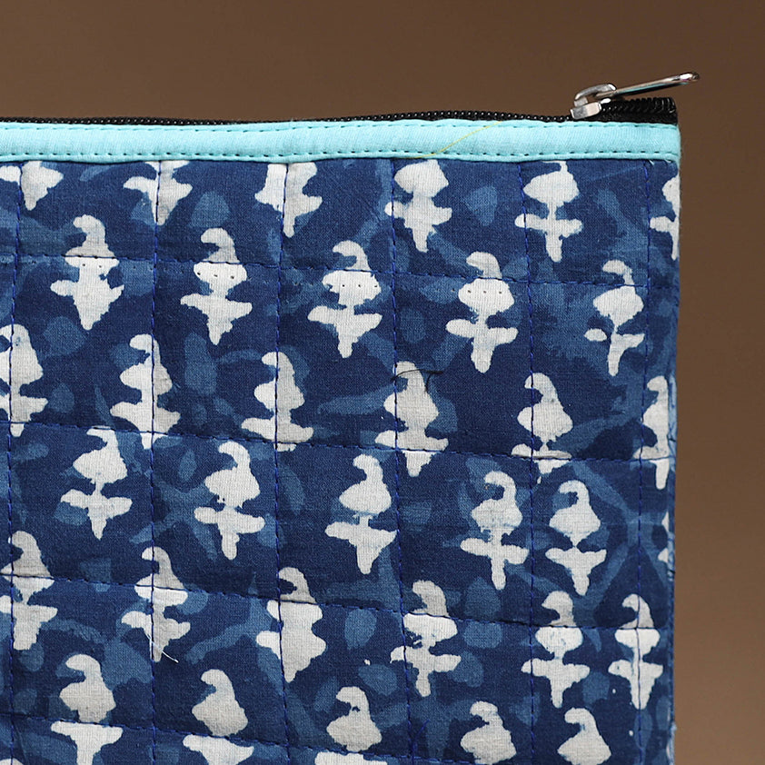 Blue - Handmade Quilted Cotton Utility Pouch 17