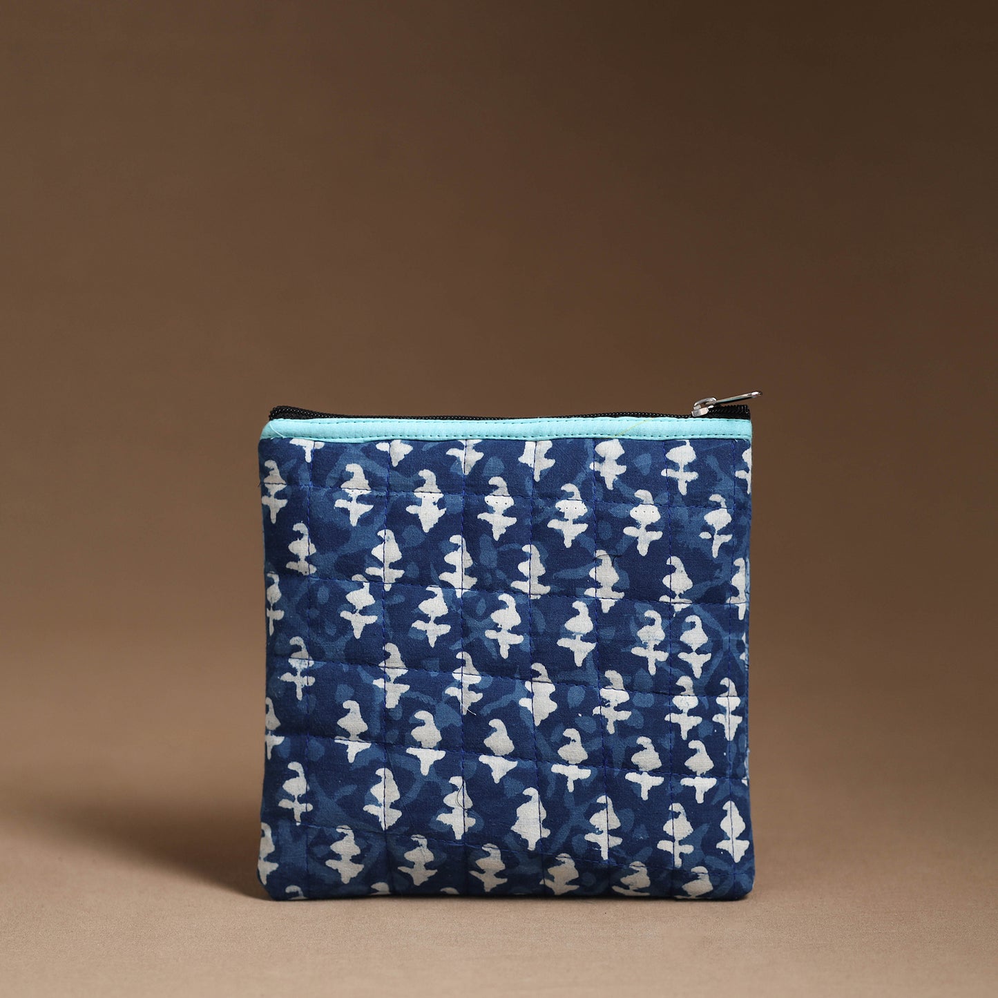 Blue - Handmade Quilted Cotton Utility Pouch 17