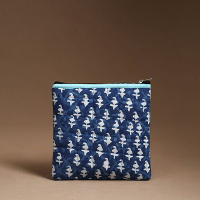 Blue - Handmade Quilted Cotton Utility Pouch 17