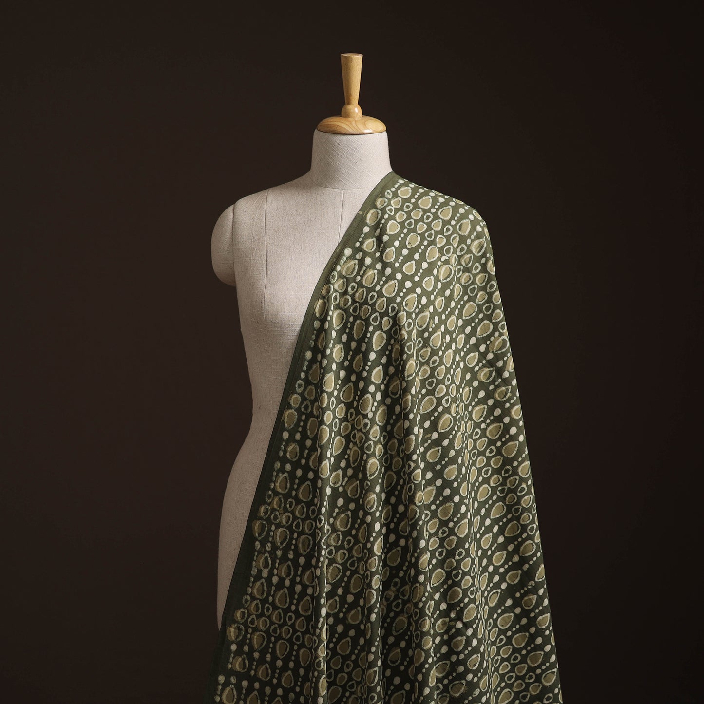 Grey - Gray - Bagru Dabu Hand Block Print Natural Dyed Cotton Fabric 02