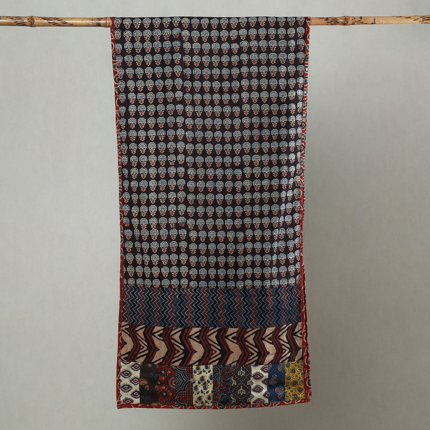 Multicolor - Patchwork Cotton Stole in Ajrakh Block Prints 53