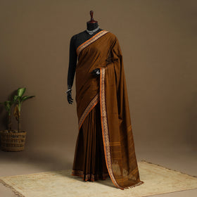 Brown Kandangi Chettinad Cotton Saree with Border