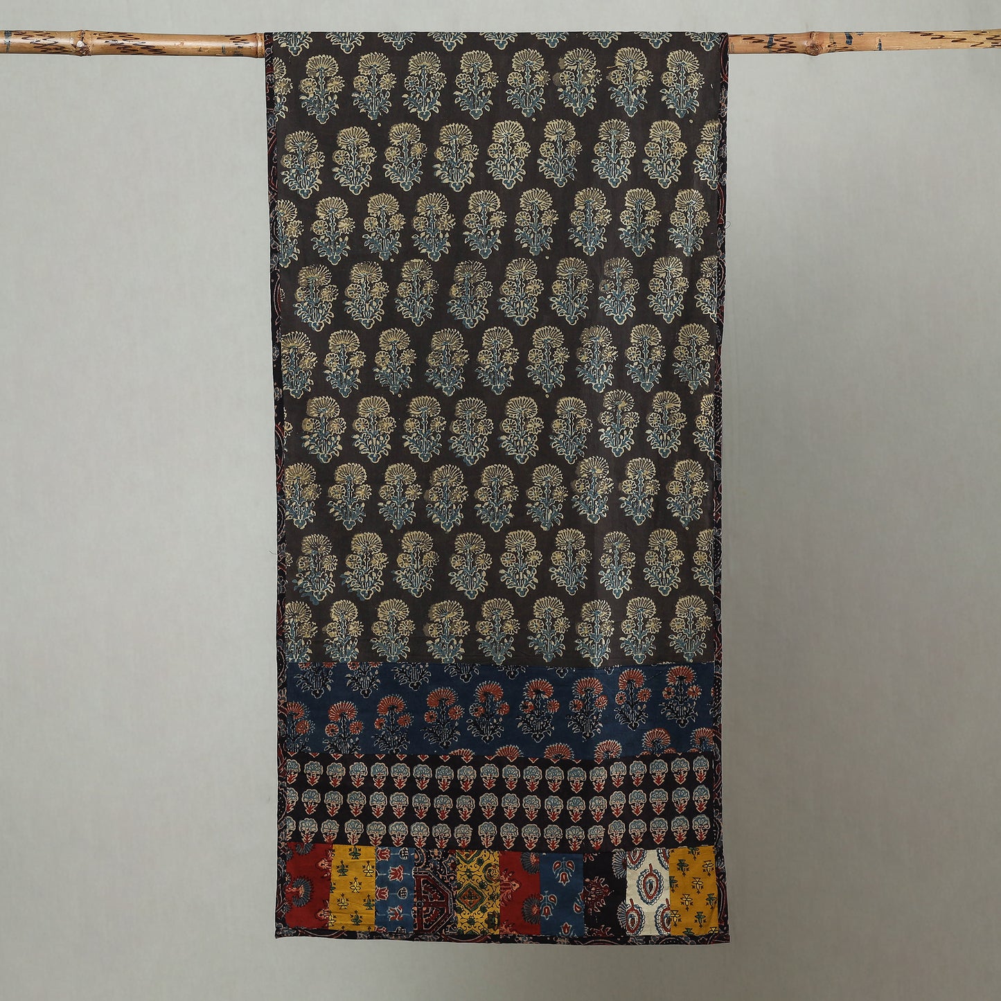 Multicolor - Patchwork Cotton Stole in Ajrakh Block Prints 52